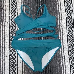 Teal Wrap Bikini Set